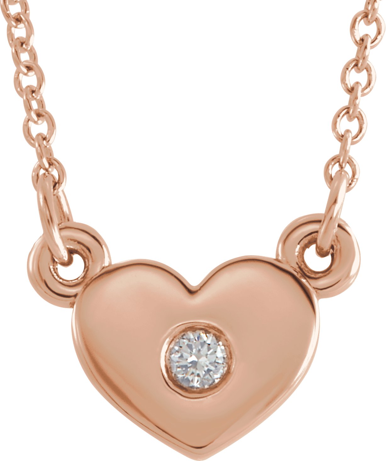 14K Rose .03 CTW Natural Diamond Heart 16 Necklace