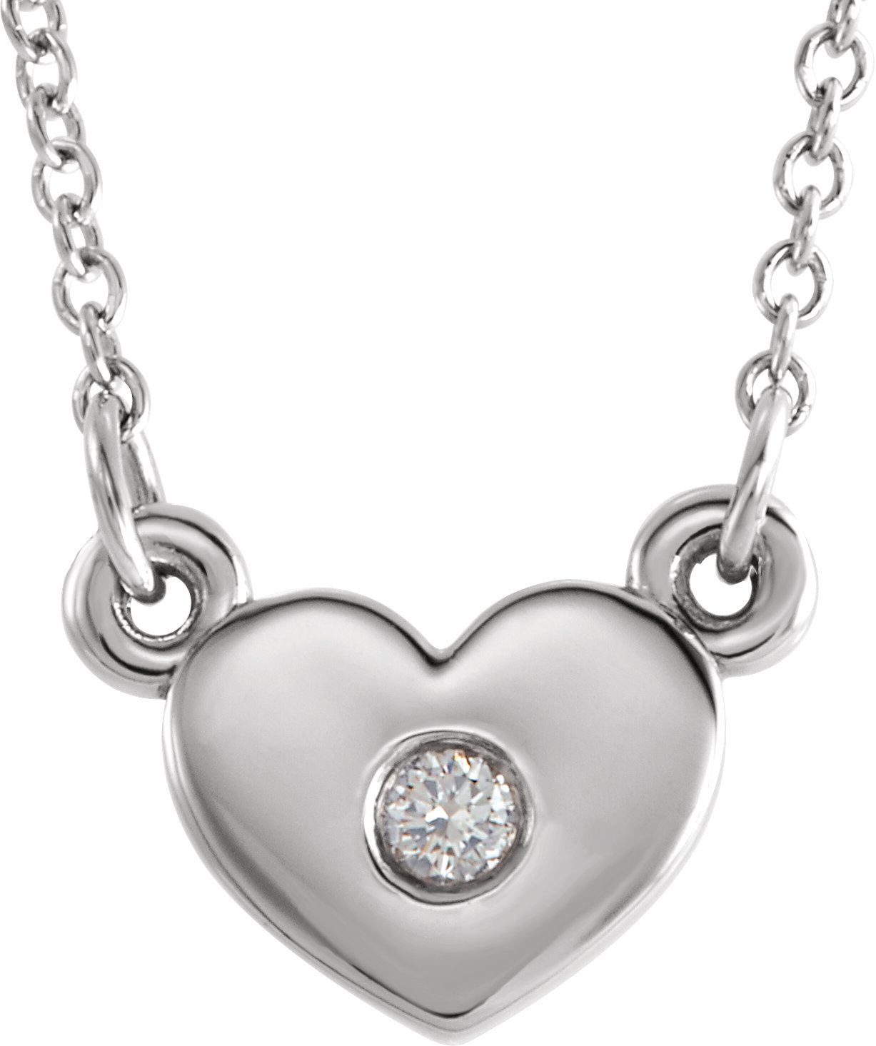 14K White .03 CTW Natural Diamond Heart 16" Necklace