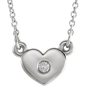 14K White .03 CTW Natural Diamond Heart 16" Necklace