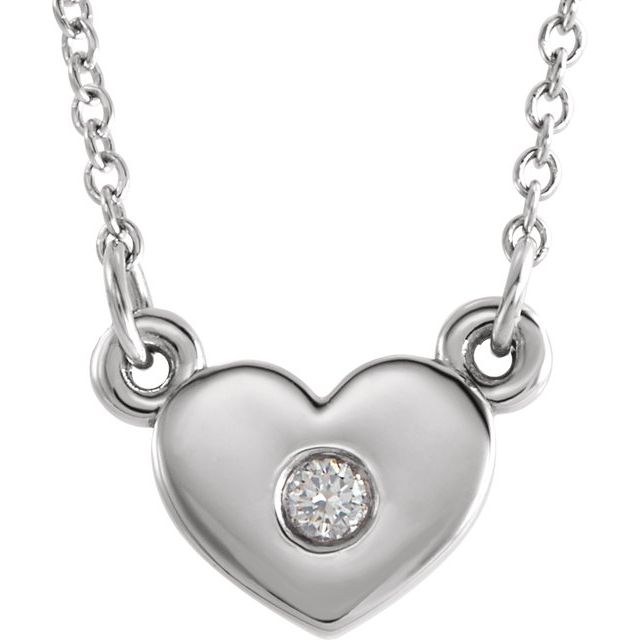 Sterling Silver .03 CTW Natural Diamond Heart 16