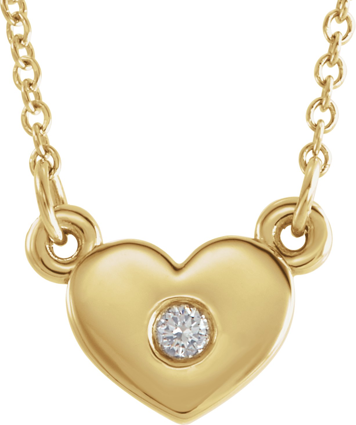 14K Yellow .03 CTW Natural Diamond Heart 16" Necklace