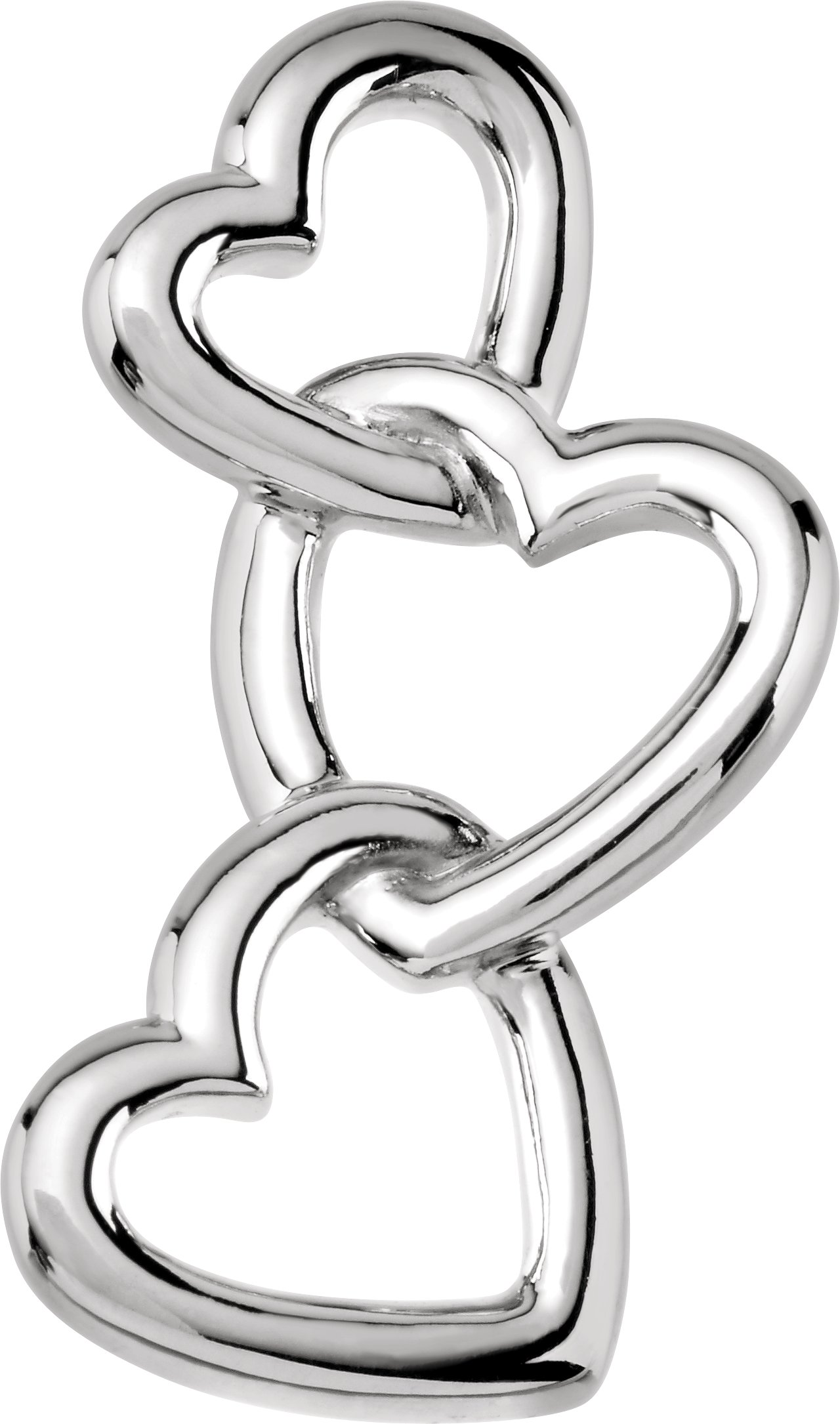 14K White Interlocking Hearts Pendant