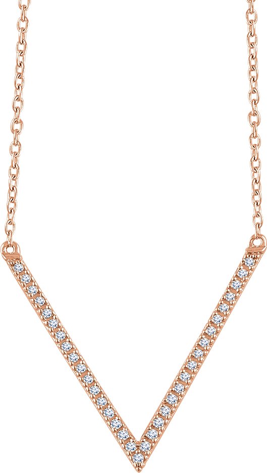 14K Rose 1/6 CTW Natural Diamond V 16-18" Necklace
