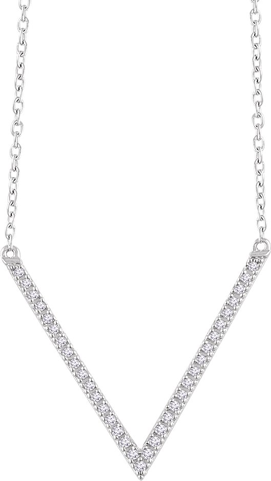 14K White 1/6 CTW Natural Diamond V 16-18 Necklace