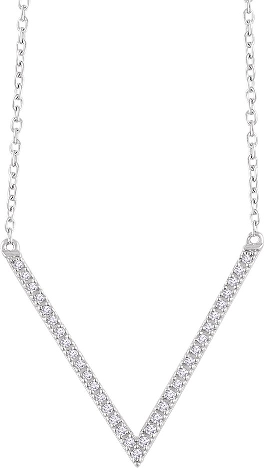 14K White 1/6 CTW Natural Diamond V 16-18" Necklace