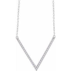 14K White 1/6 CTW Natural Diamond V 16-18" Necklace