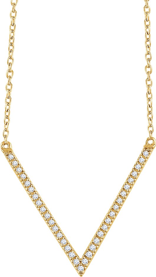 14K Yellow 1/6 CTW Natural Diamond V 16-18" Necklace