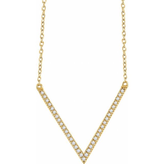 14K Yellow 1/6 CTW Diamond "V" 16-18" Necklace