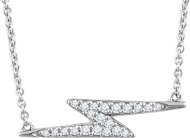 14K White 1/8 CTW Diamond Lightning Bolt 16-18 Necklace 