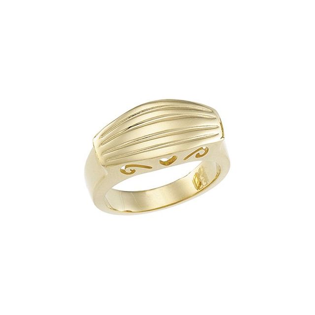 14K Yellow Grooved Dome Ring