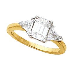 Two-Tone 3-Stone Engagement Ring Mounting or Band