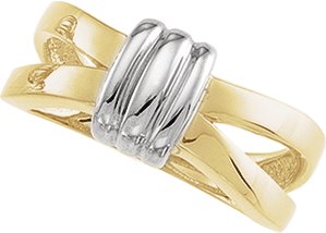 18K Yellow/White Criss-Cross Ring