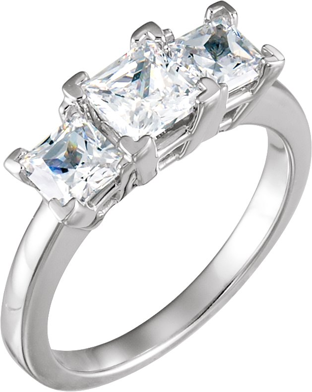 Platinum 3 Stone Diamond Anniversary Ring .75 CTW Ref 729645