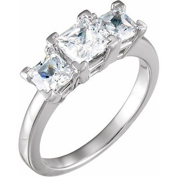 Platinum 3 Stone Diamond Anniversary Ring .75 CTW Ref 729645