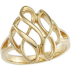 14K White Infinity-Inspired Metal Fashion Ring 