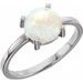 14K White 7 mm Round Natural Opal Cabochon Ring