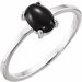 14K White 7x5 mm Oval Natural Onyx Cabochon Ring