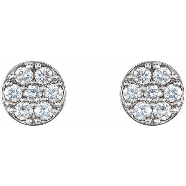 14K White 3/8 CTW Natural Diamond Cluster Earrings