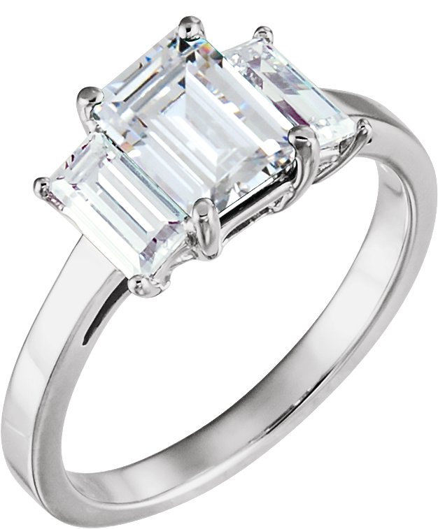 10K Rose 7.5x5.5 mm Emerald Three-Stone Engagement Ring Mounting 