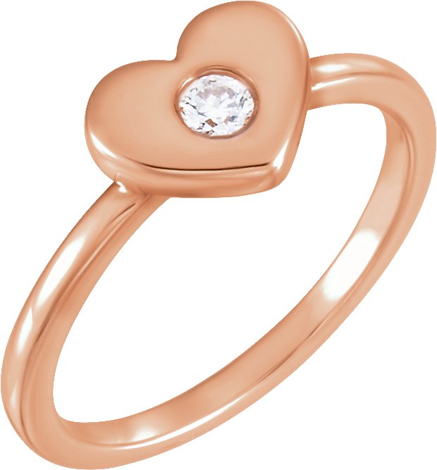 14K Rose .03 CTW Diamond Heart Ring