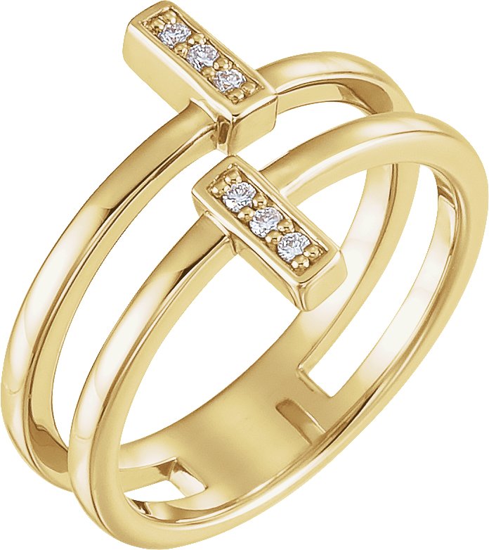 14K Yellow .06 CTW Natural Diamond Bar Ring