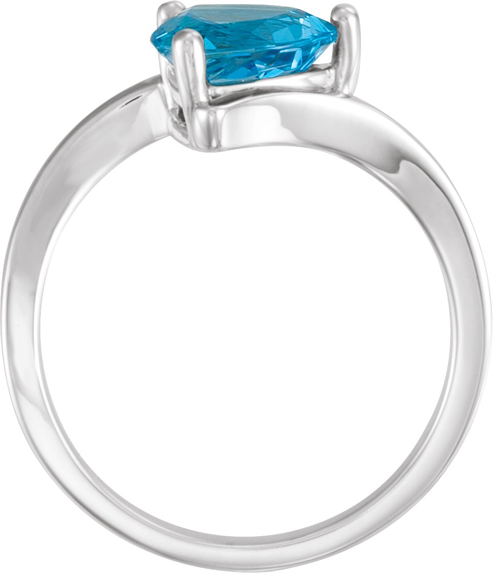 14K White Natural Swiss Blue Topaz Ring