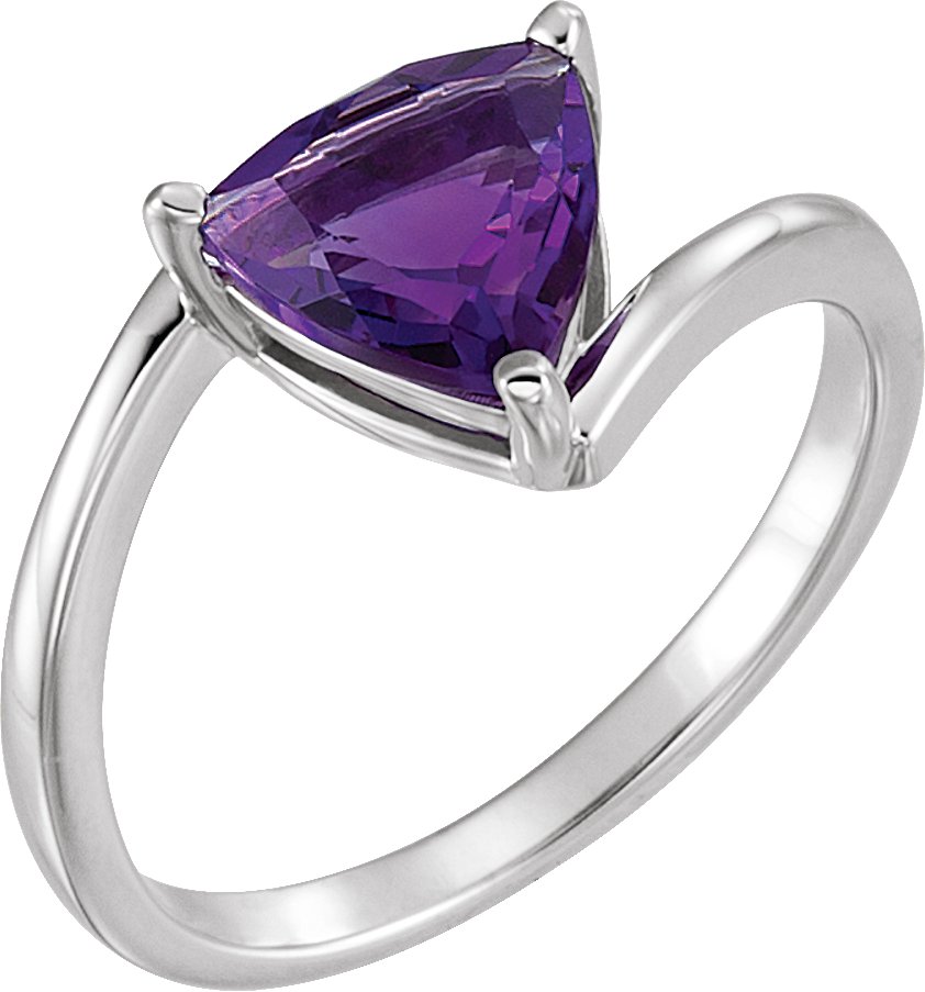 14K White Natural Amethyst Ring