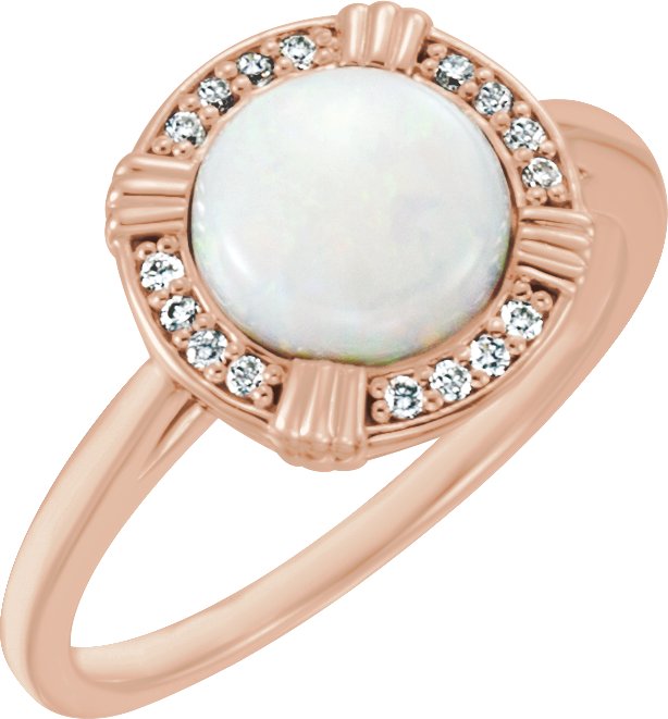 14K Rose Opal and .08 CTW Diamond Ring Ref 11922495
