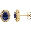 14K Yellow Chatham Lab Created Blue Sapphire and .33 CTW Diamond Earrings Ref 11922597