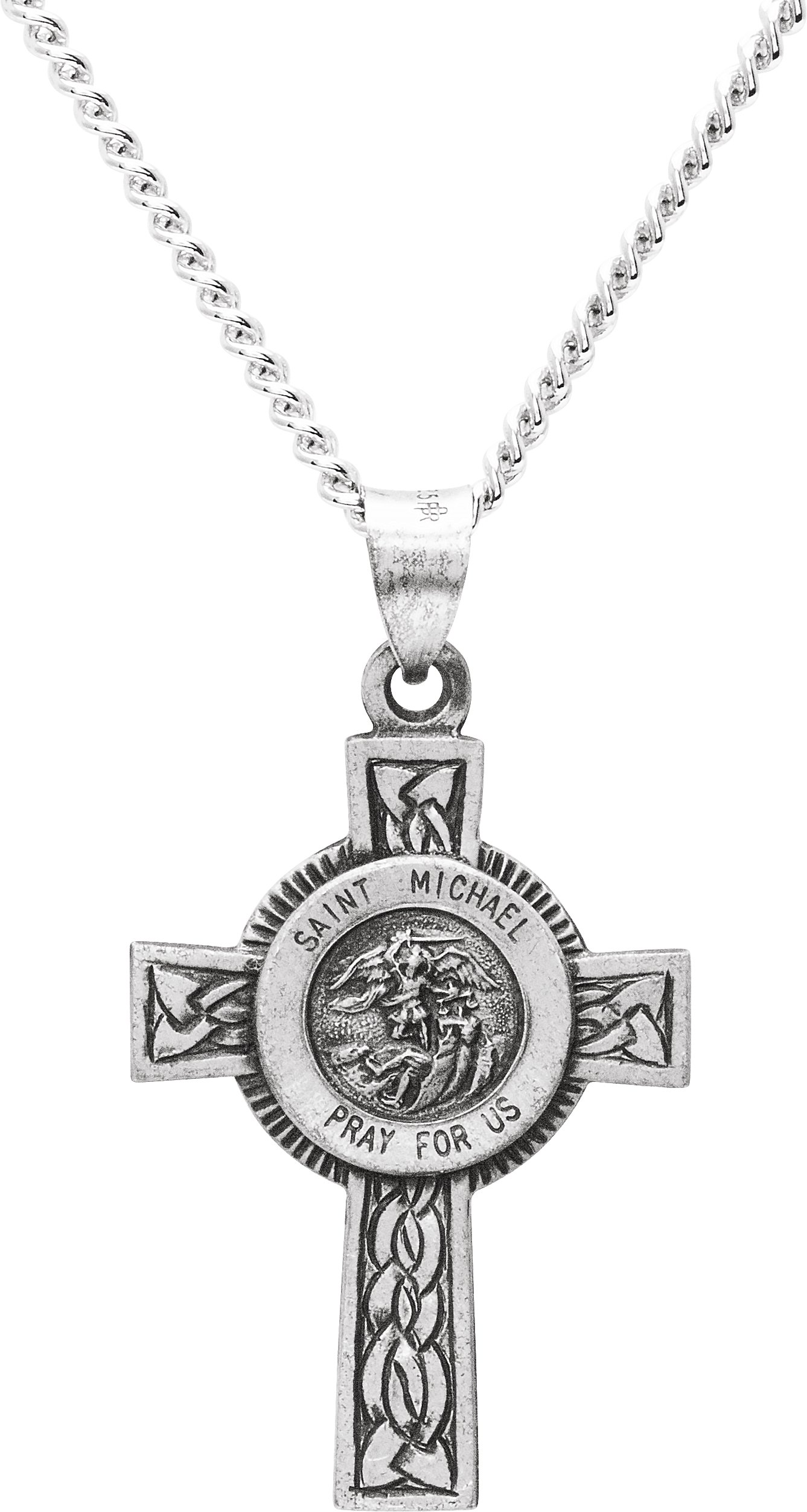 Saint Michael Pray For Us Cross Pendant 28.5 x 20.75mm Ref 257596