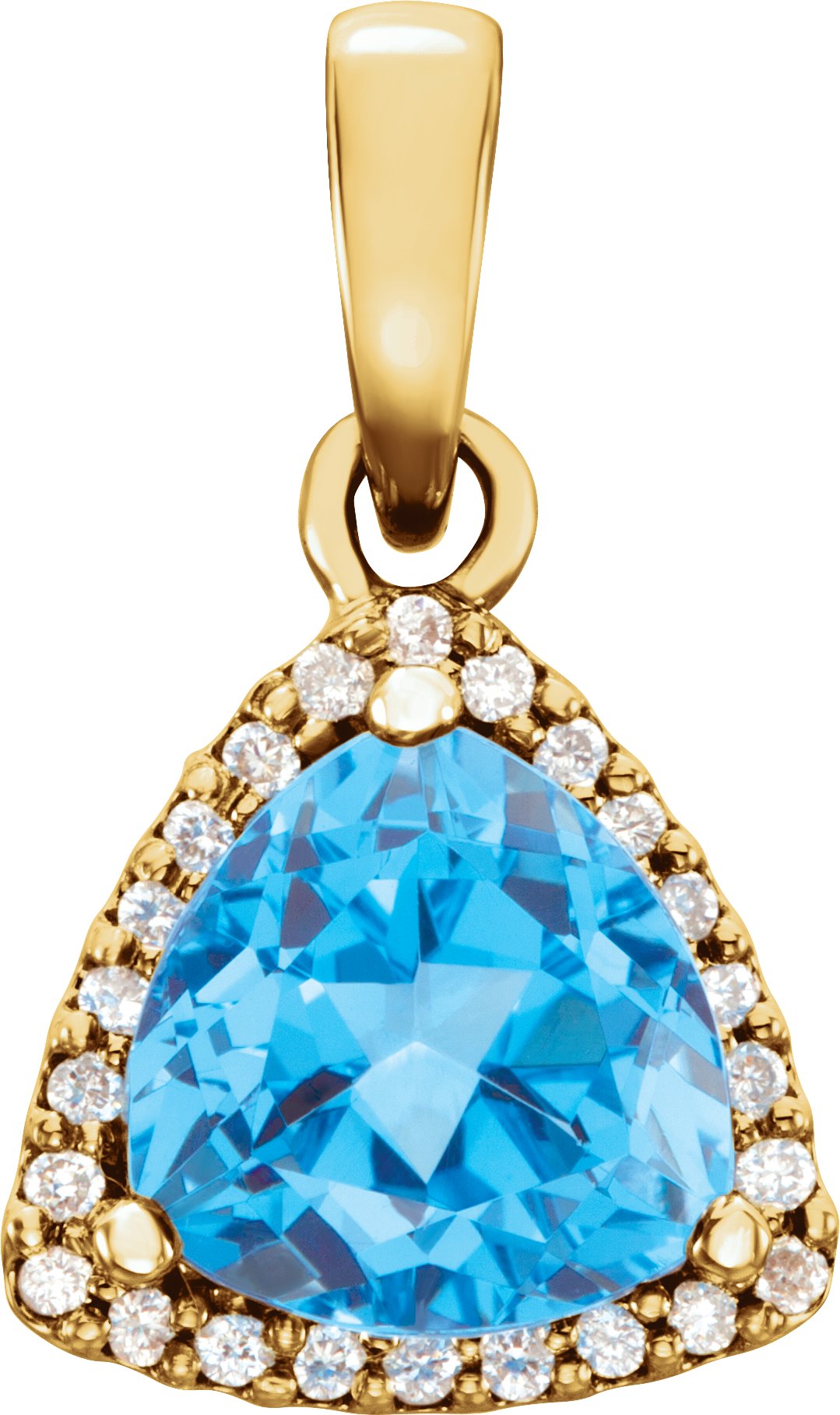 14K Yellow Swiss Blue Topaz & 1/10 CTW Diamond Pendant