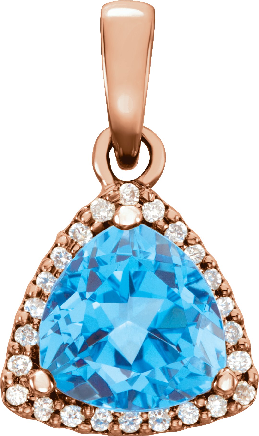 14K Rose Swiss Blue Topaz & 1/10 CTW Diamond Pendant