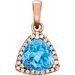 14K Rose Natural Swiss Blue Topaz & 1/10 CTW Natural Diamond Pendant