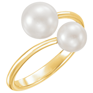 two stone pearl bypass ring