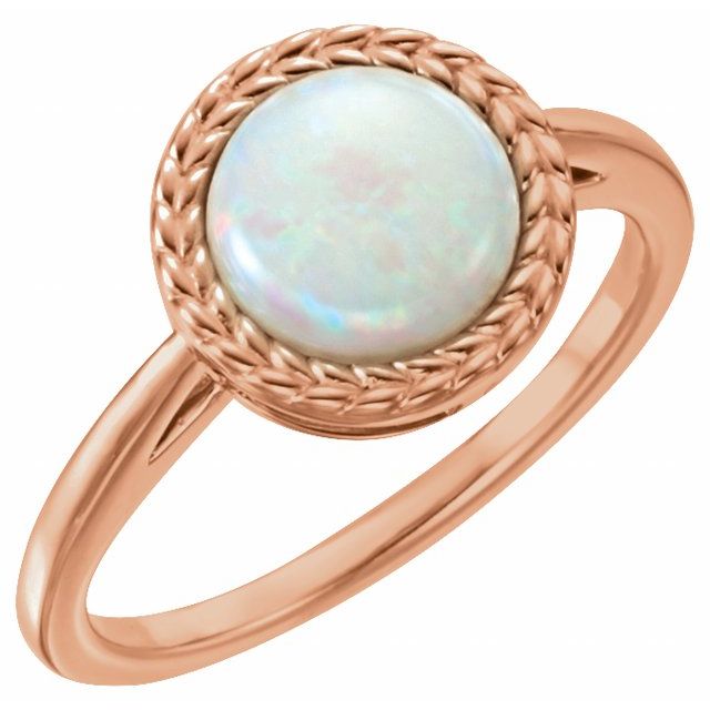 14K Rose Natural White Opal Ring