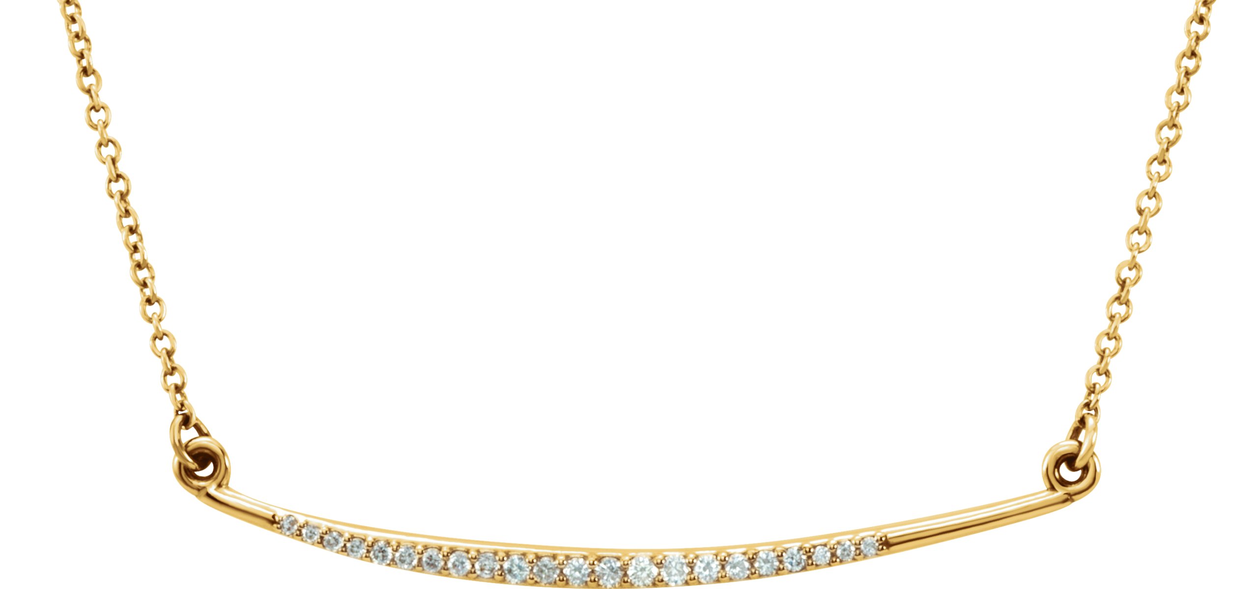 14K Yellow 1/8 CTW Diamond Curved Bar 16 Necklace