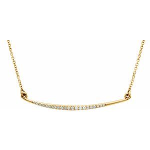 14K Yellow 1/8 CTW Natural Diamond Curved Bar 16" Necklace