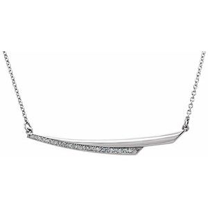 14K White .08 CTW Natural Diamond Bar 17.5" Necklace