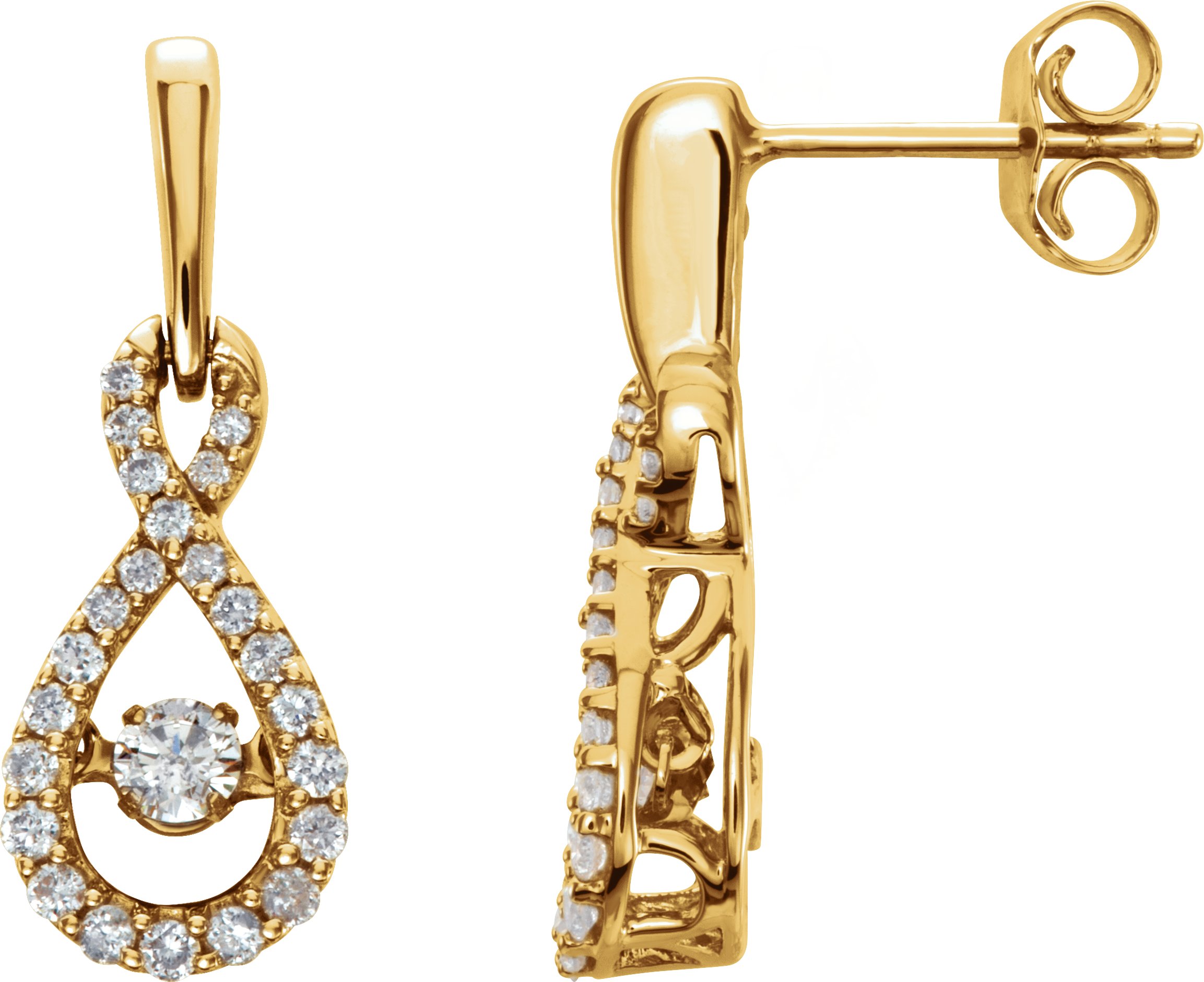 14K Yellow 3/8 CTW Diamond Infinity-Inspired Earrings