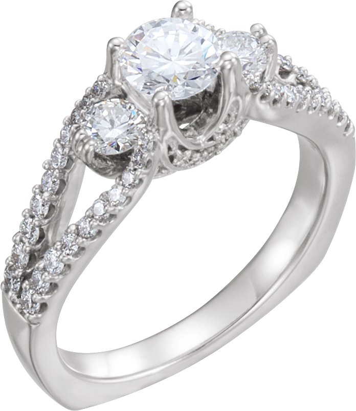 14K White .875 CTW Diamond Engagement Ring Ref 2732045