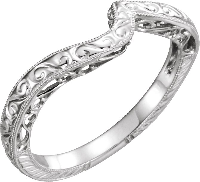 14K White Design-Engraved Matching Band