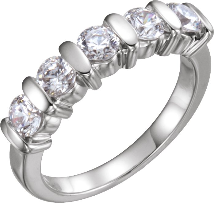 Platinum 5 Stone Diamond Anniversary Band 1 CTW Ref 753285