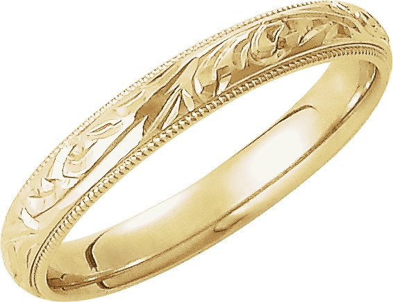 14K Yellow 3 mm Comfort-Fit Band Size 6