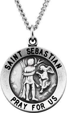 Sterling Silver 18 mm Round St. Sebastian 18