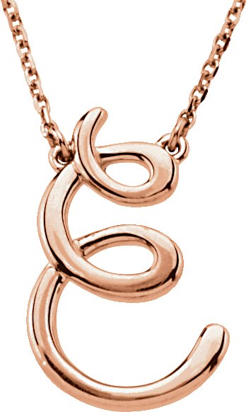 14K Rose Script Initial E 16