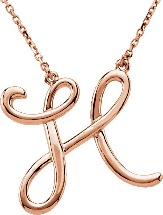 14K Rose Script Initial H 16