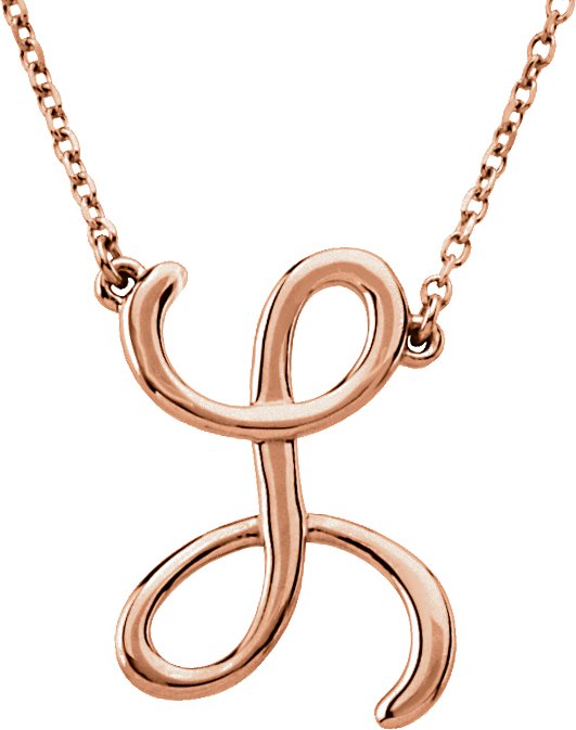 14K Rose Script Initial L 16" Necklace