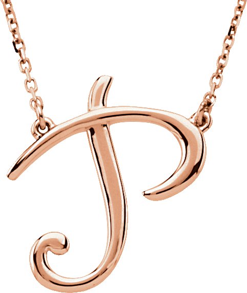 14K Rose Script Initial P 16