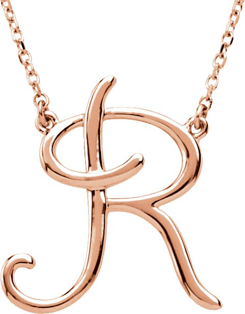 14K Rose Script Initial R 16