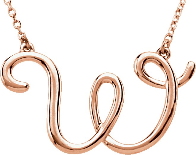 14K Rose Script Initial W 16